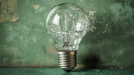 Poster - A stunning light bulb surrounded by water splashes, capturing the essence of sparkling energy and innovation