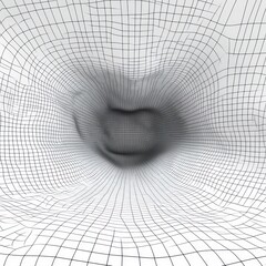 Fototapete - Abstract Geometric Distortion Black and White Grid Digital Art Perspective