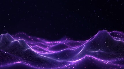 Fototapete - Futuristic Cyber Wave with Moving Dots and Particles Flowing in Digital Space