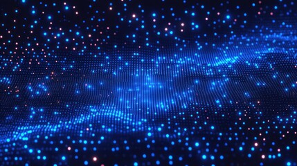 Fototapete - Futuristic Abstract Digital Blue Matrix with Neon Dots and Gradients in Cyber Space Background