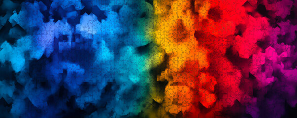 Poster - An abstract representation of interwoven colors blending seamlessly, resembling a puzzle.