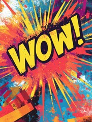 Aufkleber - bold pop art design features wow in vibrant colors with discount prices and starburst patterns empha