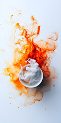 Poster - This striking image captures a whimsical interplay of orange and white swirls, blending seamlessly to create a mesmerizing visual dance, evoking creativity and fluidity in artistic expression.