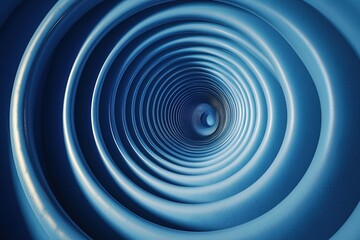 Poster - Abstract blue circles form a mesmerizing tunnel drawing the eye toward the center