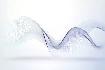Poster - Abstract wave design with transparent blue lines flowing across a soft white background