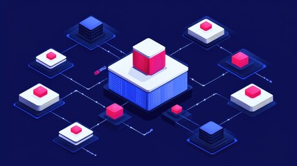 Poster - Backend server infrastructure with interconnected digital nodes and real-time data flow.