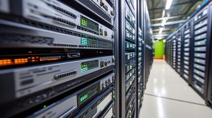 Poster - Backend server infrastructure with interconnected digital nodes and real-time data flow.