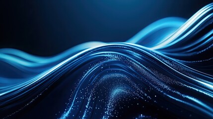 Poster - Abstract deep blue gradient with sleek light streaks, perfect for digital innovation and tech branding