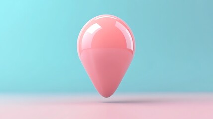 Poster - A pink glossy teardrop shaped object hovering against a blue background