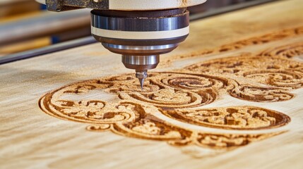 Poster - Computer numerical control CNC machine operating on a metallic workpiece, cutting with high precision.