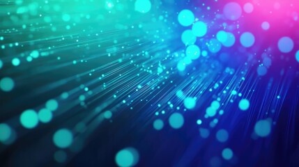 Poster - Data transfer visualization with high-speed fiber optic cables glowing in blue and green.