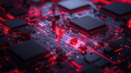 Poster - Detailed visualization of electronic signals traveling through microprocessor circuits.
