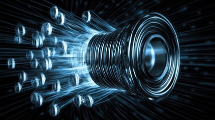 Poster - Electromagnetic coil with a strong magnetic field illustration, symbolizing electrical induction.