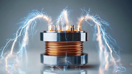 Poster - Electromagnetic coil with a strong magnetic field illustration, symbolizing electrical induction.