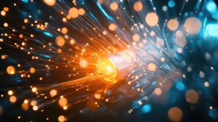 Poster - High-speed data transmission represented by glowing fiber optic cable strands.