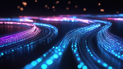 Poster - High-speed data transmission represented by glowing fiber optic cable strands.
