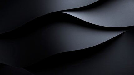 Poster - Deep black paper backdrop with curved light reflections and stylish product shadows