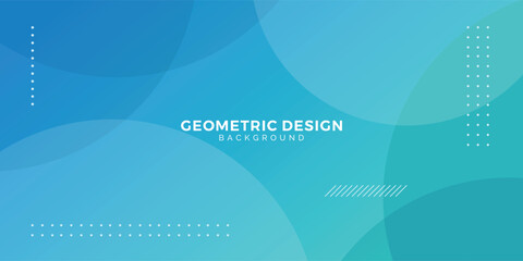 Poster - Abstract modern bright blue and green geometric round shape horizontal banner for presentation background