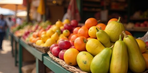 colorful array of fresh fruits at outdoor market stall in namibia, stall, namibia, colorful
