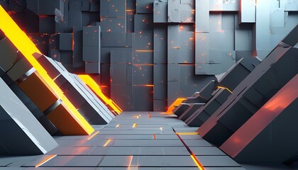 Poster - Dynamic abstract pathway futuristic space 3d render high-tech environment perspective view visual innovation