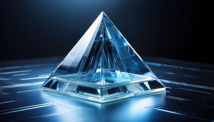 Poster - A crystal pyramid representing ethical ai development as the pinnacle of clarity and innovation