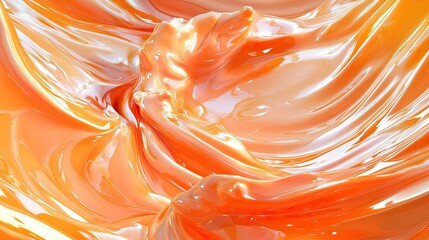 Poster - Smooth Orange Swirls of Creamy Texture on Bright Background