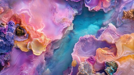 Poster - Colorful Abstract Art with Vibrant Swirls and Textures in Pastels