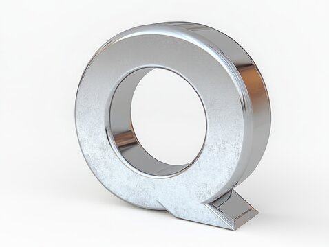 Futuristic Metallic Letter Q Design 3D Rendering