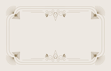 Wall Mural - vintage deco frame banner. abstract decoration template for horizontal design