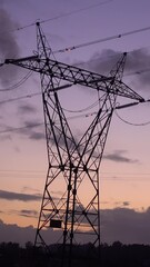 Wall Mural - Vertical View of Electric Tower at Sunset