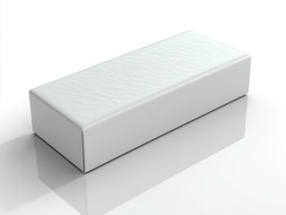 Poster - Minimalistic White Rectangular Cardboard Box on Reflective Surface with Clean Edges and Soft Lighting