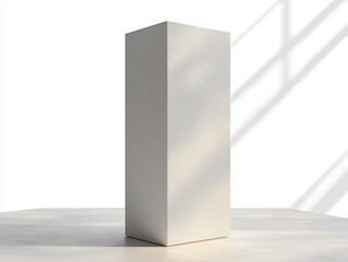 Poster - Minimalistic White Cardboard Packaging Box Design with Soft Studio Lighting and Clean Aesthetic
