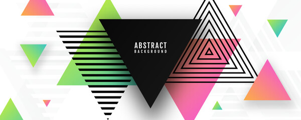 Poster - 3D colorful abstract background overlap layer on bright space with triangles lines effect decoration. Modern graphic design element stripes style concept for web banner, flyer, card, or brochure cover