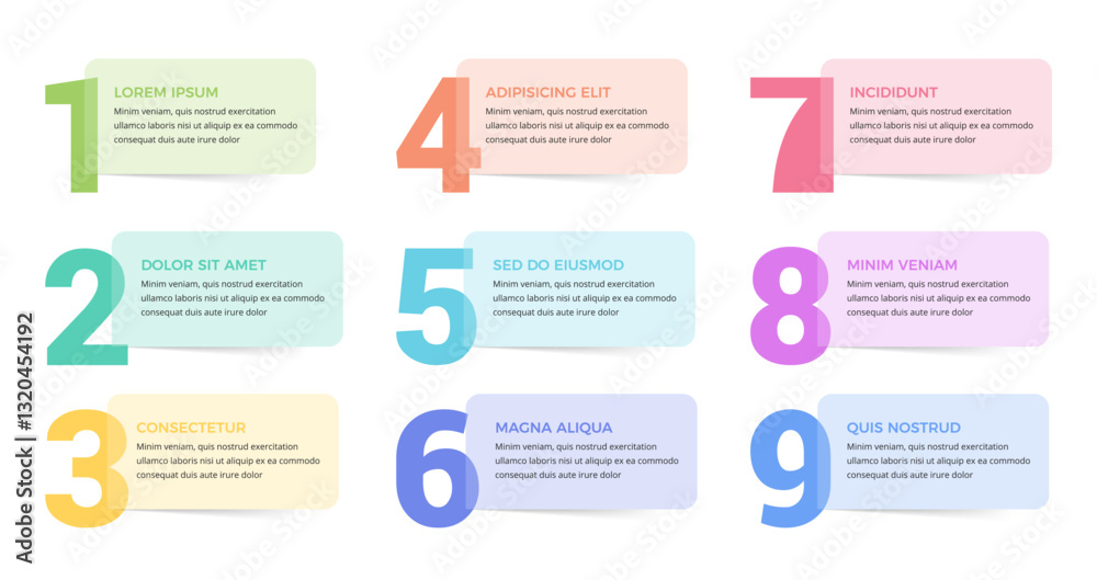 เวกเตอร์ Stock Set of nine numbers with place for your text ...