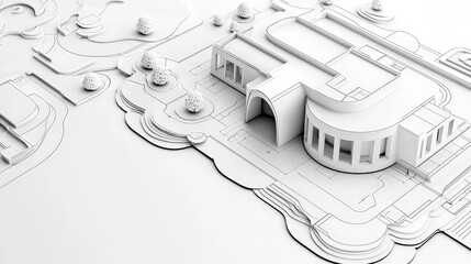 White architectural model modern building design