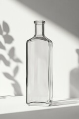 Poster - Clean transparent bottle showcasing soft shadows with vertical framing