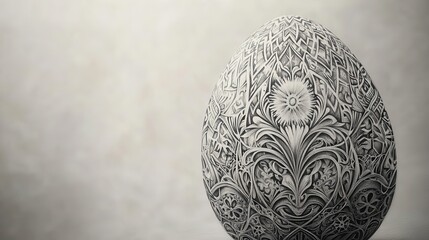 Aufkleber - Ornate Egg Design, Intricate Black And White Pattern On Gray Background