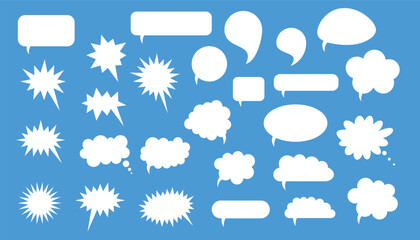 Poster - Set of blank empty speech bubbles for text. cartoon balloon word design. chatting, message box. balloon speak sign dialog frame. vector illustration