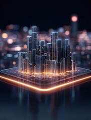 Poster - futuristic holographic 3d podium, neon-infused reflections, translucent surfaces, cyberpunk aestheti