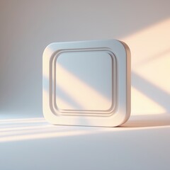 Poster - White Square 3D Icon with Layered Design