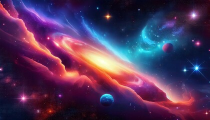colorful space galaxy nebula stary night cosmos universe science astronomy supernova background wall
