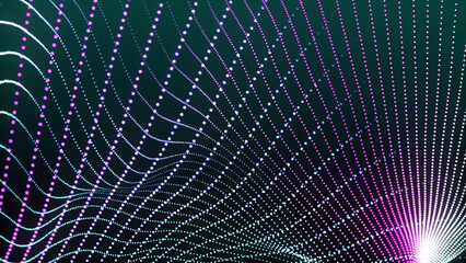 Poster - Abstract backgrounds with digital white dot lines wave. Looping background with futuristic motion graphics