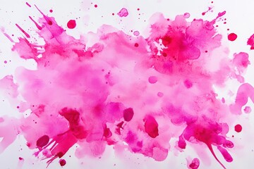 Poster - Vibrant Pink Watercolor Background Featuring Chaotic Splashes and Blots for Artistic and Creative Projects