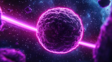 Poster - Exploring cosmic phenomena vibrant energy sphere outer space digital art sci-fi environment close-up view abstract concept