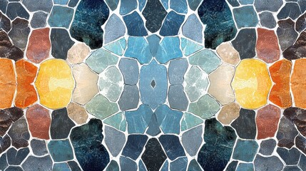Poster - Vibrant mosaic art installation colorful patterns in a contemporary urban gallery