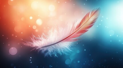 Poster - Elegant feather floating abstract background digital art colorful bokeh close-up serenity