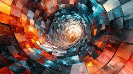 Poster - Dynamic abstract spiral digital realm 3d render futuristic vibe close-up visual exploration