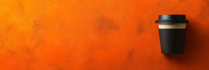 Poster - A coffee cup on an orange background