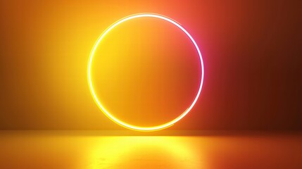 Poster - neon circle: an eye-catching neon circle glows with vibrant shades of orange and yellow, casting a w