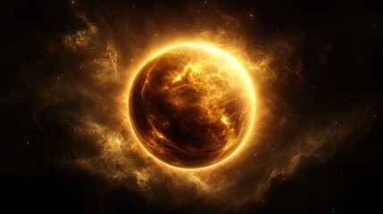 Poster - Solar eruption phenomenon outer space digital art cosmic environment close-up view celestial concept